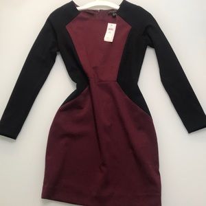 Black and wine sheath dress